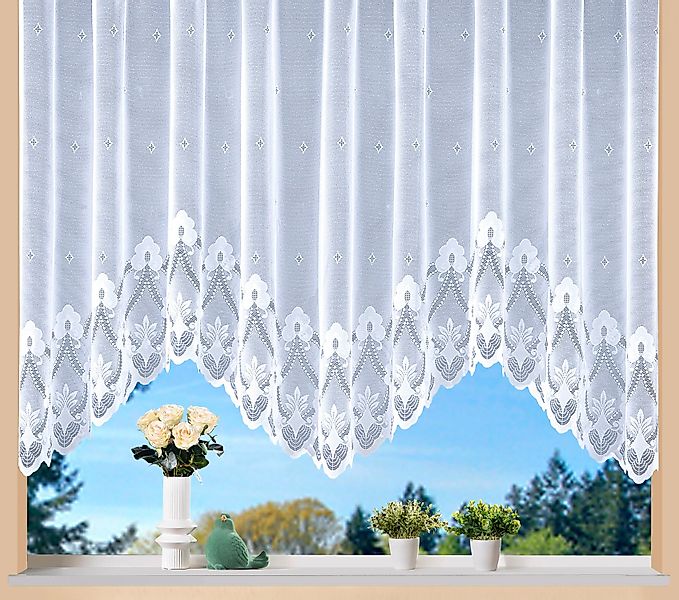 Weckbrodt Gardine »Weimar«, (1 St.), Jacquard, Bogenstore, floral, Halbtran günstig online kaufen