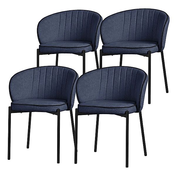 ML-Design Esszimmerstühle 4Er Set Dunkelblau mit Stoffbezug günstig online kaufen