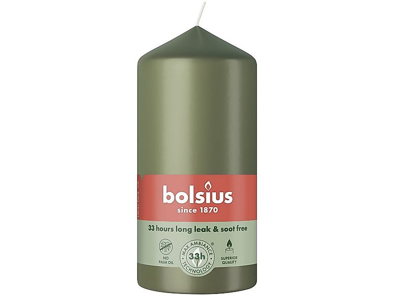 Bolsius Stumpenkerze Bolsius Stumpenkerze olive 12 cm Ø 5,8 cm günstig online kaufen