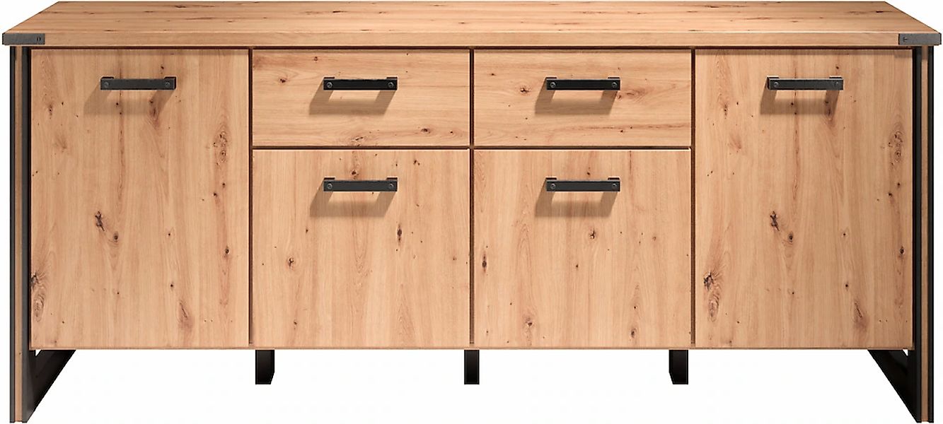 Home affaire Sideboard "Mia" 1 Stk. tlg. Echtholzoptik, Eiche, 207 cm breit günstig online kaufen