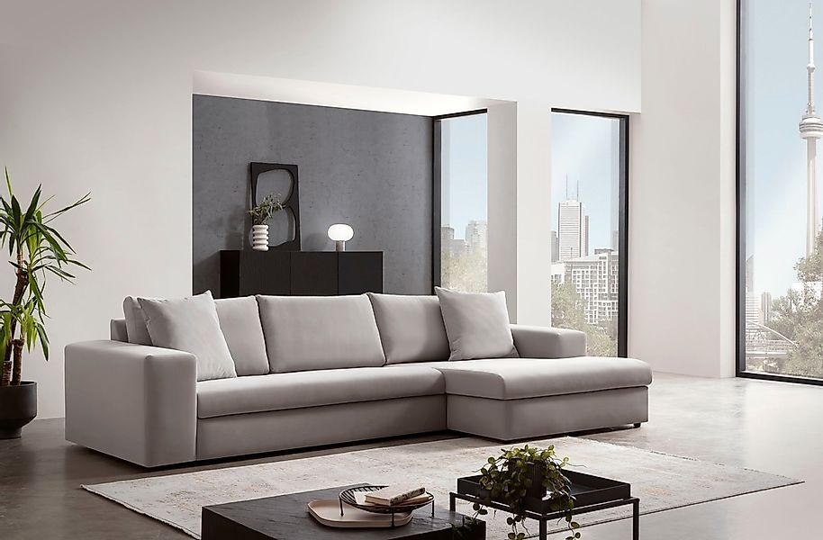 andas Ecksofa »SLEETLAND XXL in Samtvelours oder Vintage-Leder-Optik, L-For günstig online kaufen