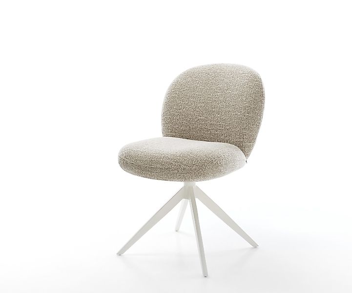 Drehstuhl Nube-Flex Webstoff Soft Beige Kreuzgestell breit Weiß 360° drehba günstig online kaufen