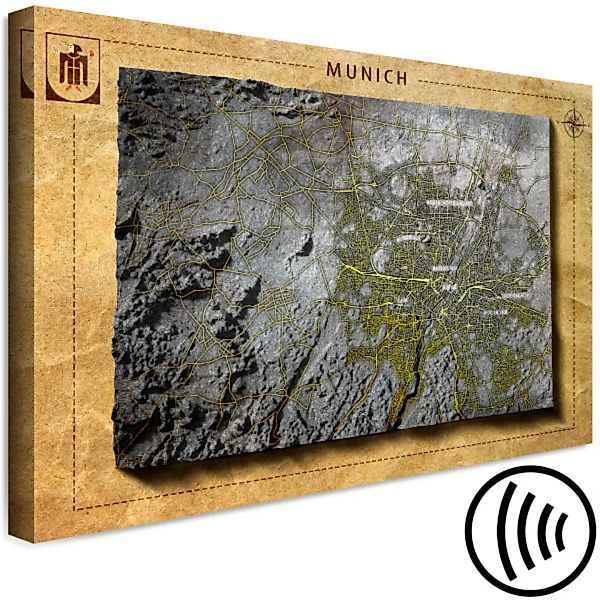 Bild auf Leinwand Hypsometrisches München - Stadtkarte mit Oberflächenstruk günstig online kaufen