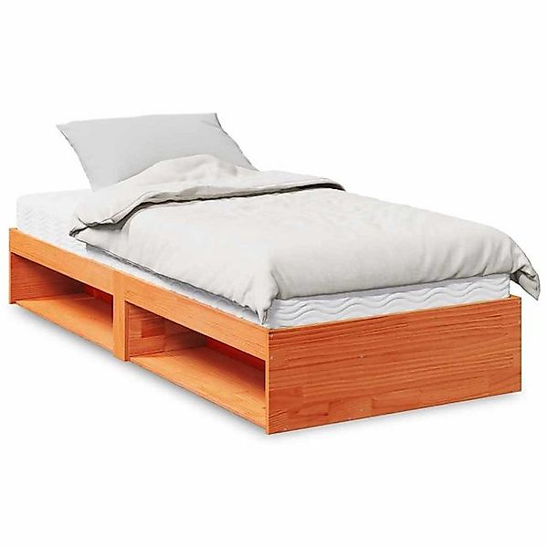 vidaXL Bett, Tagesbett mit Matratze Wachsbraun 100x200 cm Massivholz Kiefer günstig online kaufen