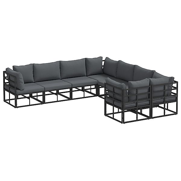 vidaXL Garten-Sofa-Set mit Kissen 8-Tlg Schwarz Aluminium 3378952 günstig online kaufen