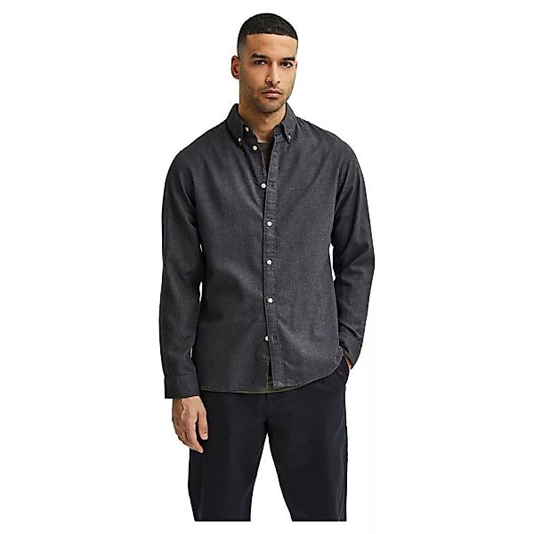 Selected Slim Flannel Langarm Hemd XS Black / Detail Melange günstig online kaufen