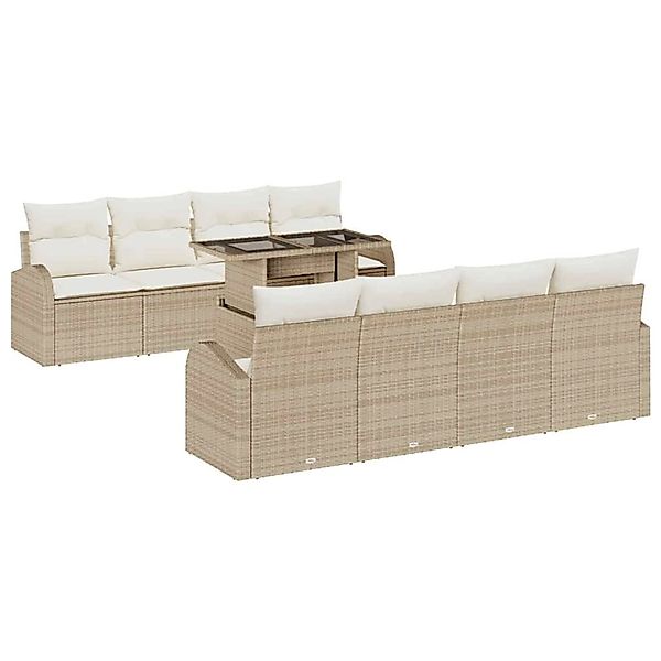 vidaXL Garten-Sofa-Set mit Kissen 7-Tlg Beige Poly Rattan 3348607 günstig online kaufen