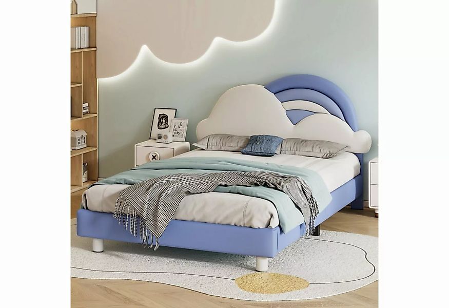 OKWISH Kinderbett Polsterbett mit kuscheligem Regenbogenwolken-Kopfteil, Ho günstig online kaufen