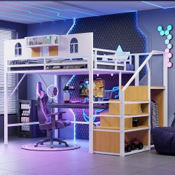 Merax Hochbett 140x200cm (1-St., Jugendbett Einzelbett günstig online kaufen