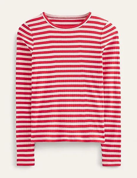 Alice T-Shirt mit Rippstruktur Damen Boden, Pfirsichhaut, Pepperoni Gestrei günstig online kaufen