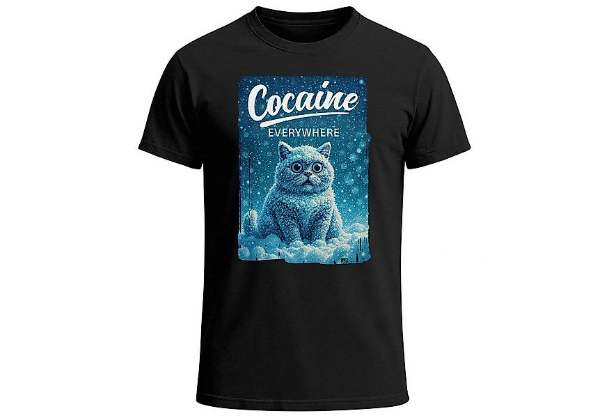 Neverless Print-Shirt Herren T-Shirt Grafik Print Katze Winter Schnee Print günstig online kaufen
