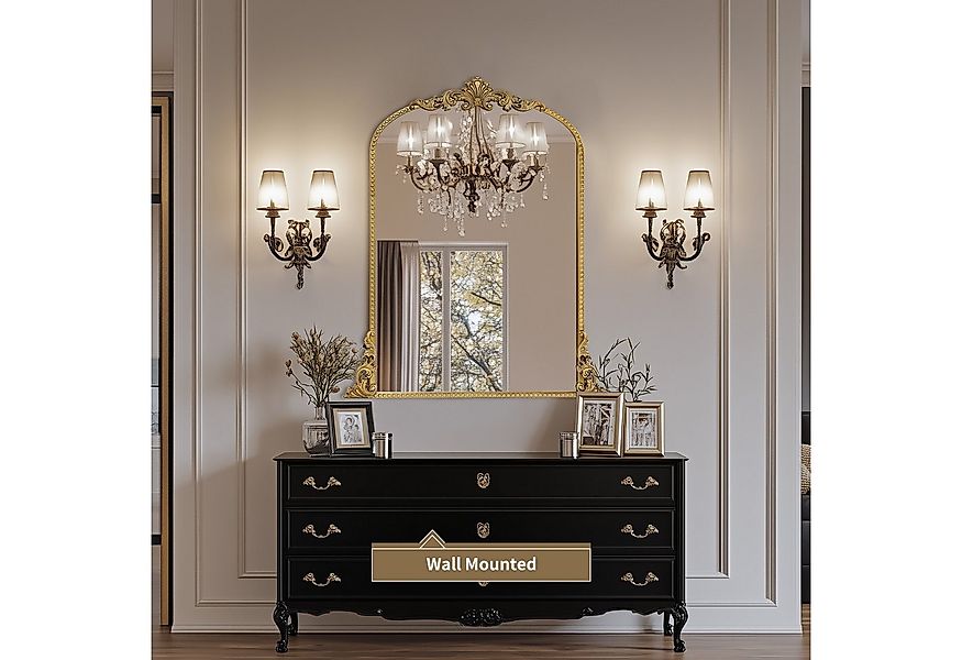 G-LEAF Wandspiegel Bogen-Wandspiegel, antiker Spiegel im Barockstil (1-St), günstig online kaufen