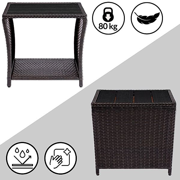 Casaria Beistelltisch (1-St), Polyrattan WPC Tischplatte günstig online kaufen