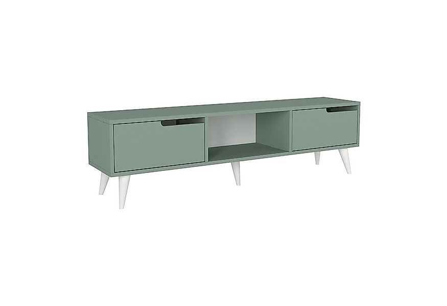 en.casa TV-Schrank »Kullila« mit 2 Türen 160 x 35 x 40 cm Grün/Weiß günstig online kaufen