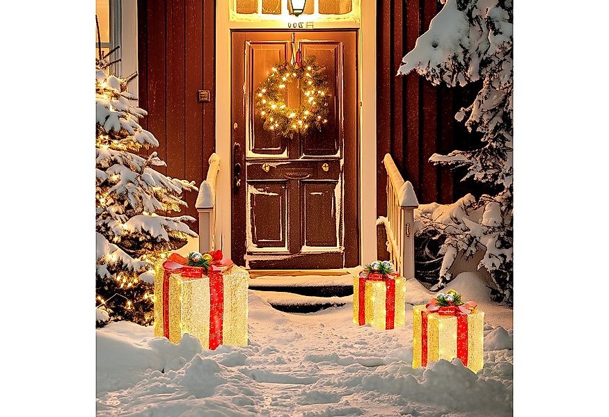 Outsunny Weihnachtsfigur 58er LED, 3-teiliges Geschenkboxen, in warmweiß (W günstig online kaufen