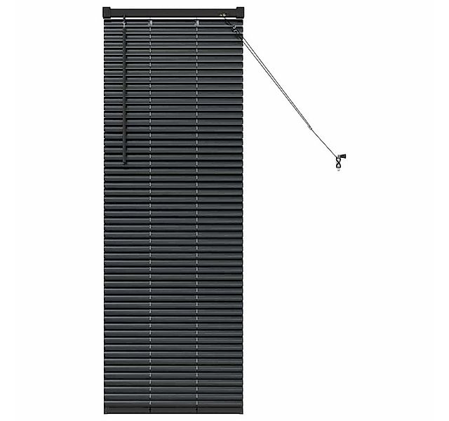 Rollo Fensterjalousie mit Vorhängen Schwarz Aluminium, vidaXL günstig online kaufen