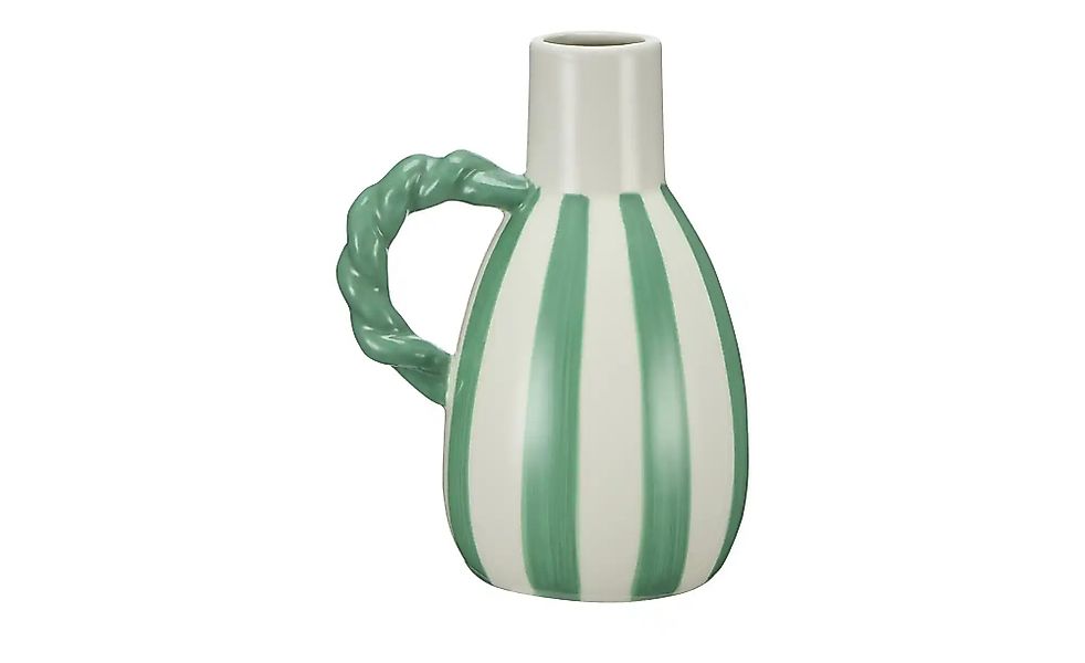 HOME STORY Vase   ¦ grün ¦ Steingut ¦ Maße (cm): B: 12,5 H: 16,5 T: 9.0 Wei günstig online kaufen