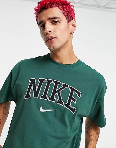 Nike – Premium – Oversize-T-Shirt in edlem Grün mit Retro-Logo günstig online kaufen