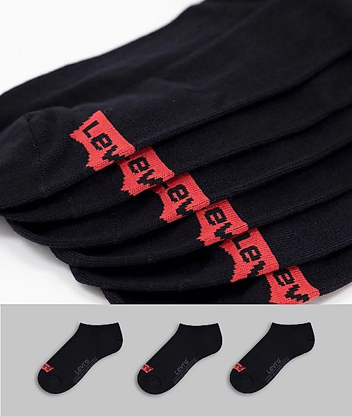 Levi's – Niedrig geschnittene Socken mit Fledermauslogo in Schwarz im 3er-P günstig online kaufen