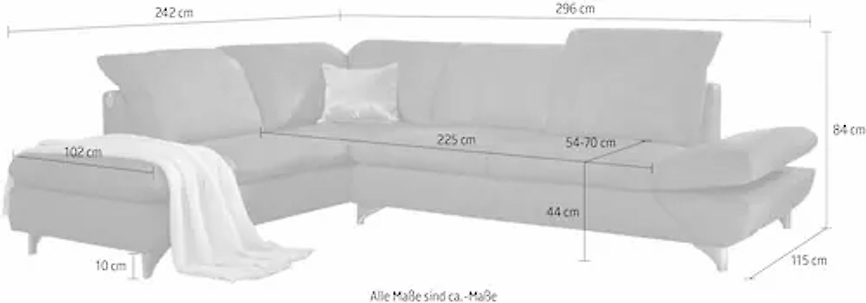 W.SCHILLIG Ecksofa »taoo, elegant und zeitlos, bequem, L-Form« mit Sitziefe günstig online kaufen