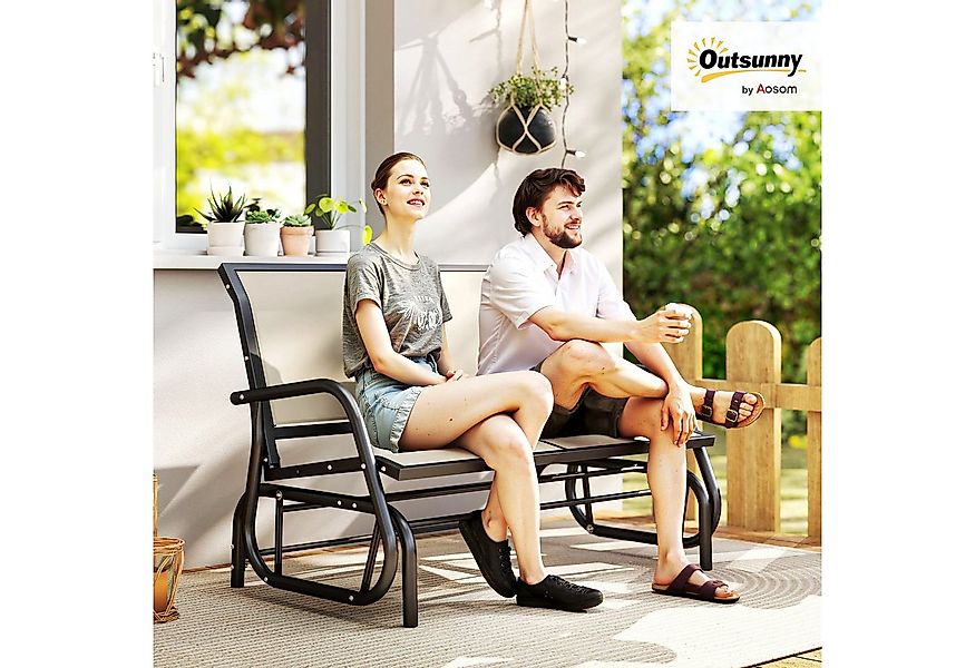 Outsunny Gartenbank mit Schaukelmechanismus, bis 200 kg belastbar (Gartensc günstig online kaufen