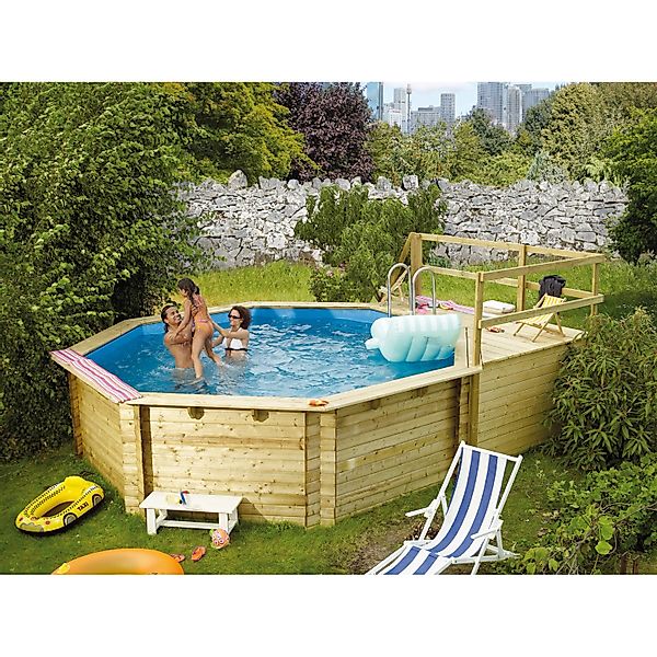 Karibu Pool 2 Set C inkl. Filteranlage Skimmer mit zwei Sonnenterrassen günstig online kaufen