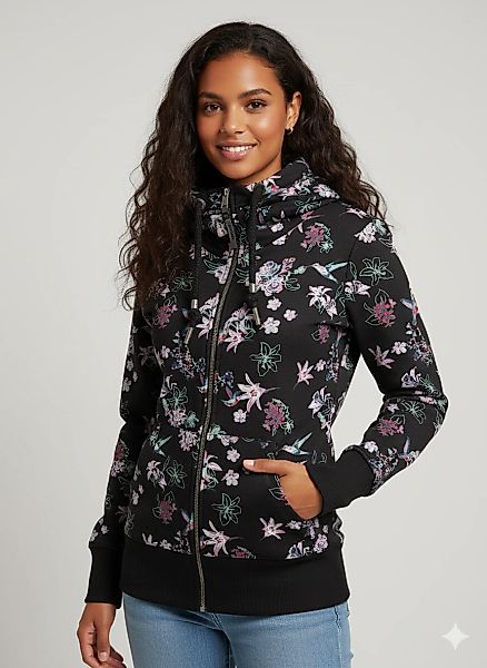 Ragwear Sweatjacke "NESKA ZIP FLOWERS O" mit extra breiten Bündchen günstig online kaufen