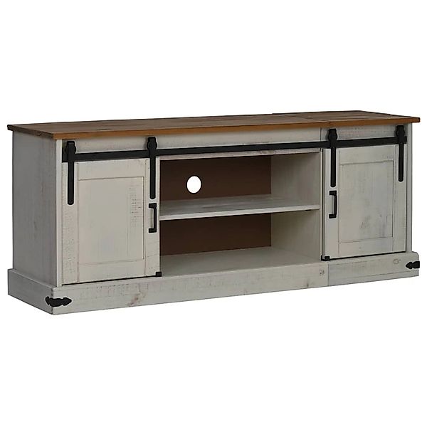 vidaXL TV-Schrank HALDEN 2 Schiebetüren Weiß 150x40x60 cm Massivholz 401841 günstig online kaufen
