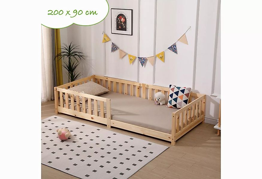 ecoMI Kinderbett mit Rausfallschutz inkl. Lattenrost, 90x200 & 80x160, Weiß günstig online kaufen