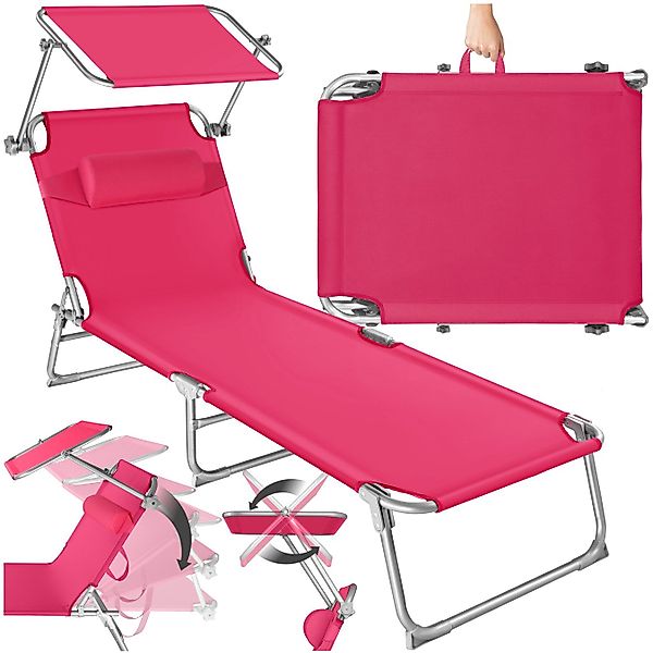 tectake Gartenliege Sonnenliege 4-stufig mit Kopfpolster, 1 St., Robuste Dr günstig online kaufen