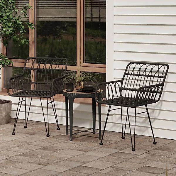 Vidaxl Gartenstühle 2 Stk. Mit Armlehnen Schwarz 56x64x80 Cm Pe-rattan günstig online kaufen