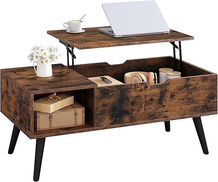 Woltu Couchtisch (1-St), Verstecktes Fach unter der Tischplatte, Anhebbare günstig online kaufen