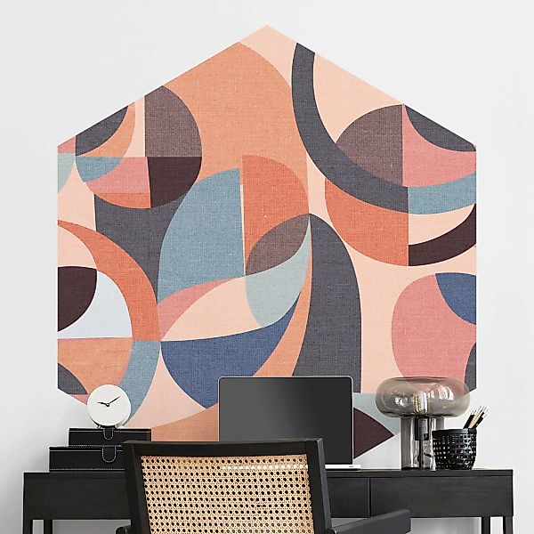 Hexagon Tapete selbstklebend Moderne Kreise günstig online kaufen