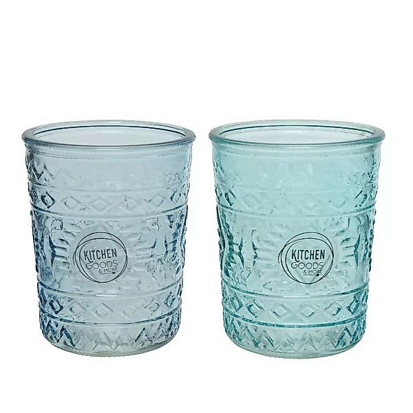 Kristallglas 2 Stück Mit Relief Blau (350 Ml) günstig online kaufen