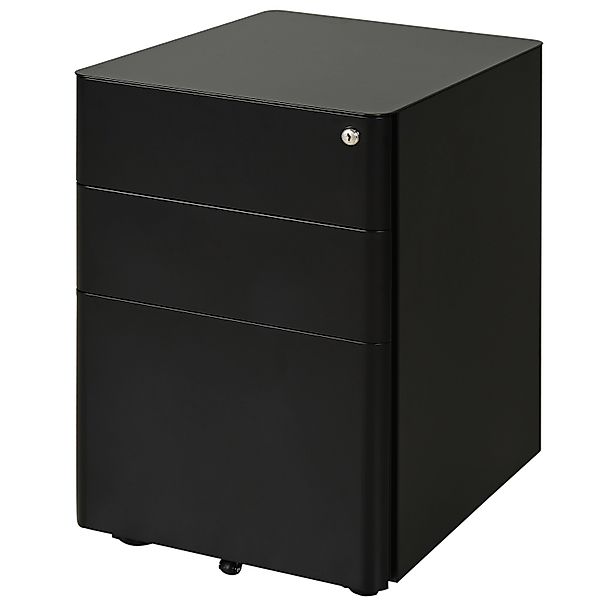 Vinsetto Rollcontainer mit 3 Schubladen Aufbewahrung Stahl Schwarz 39 x 48 günstig online kaufen