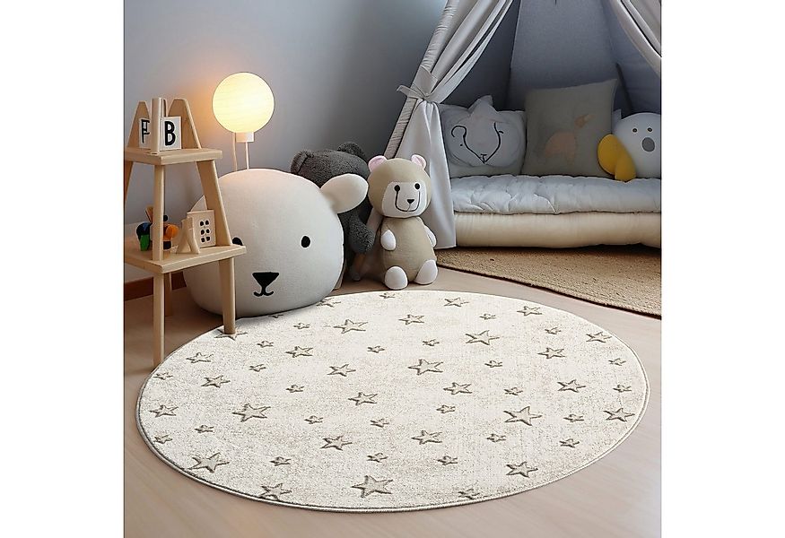 Carpet City Kinderteppich MARA725, rund, Höhe: 11 mm, Kinderzimmer, Kurzflo günstig online kaufen