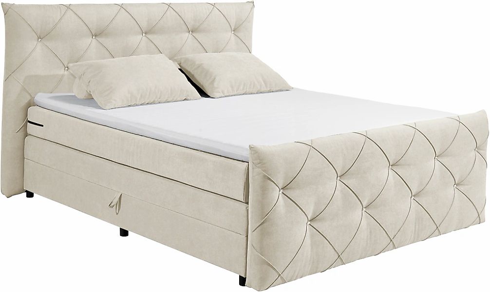 ED EXCITING DESIGN Boxspringbett »Villano« mit Strasssteinen, Breite: 180cm günstig online kaufen