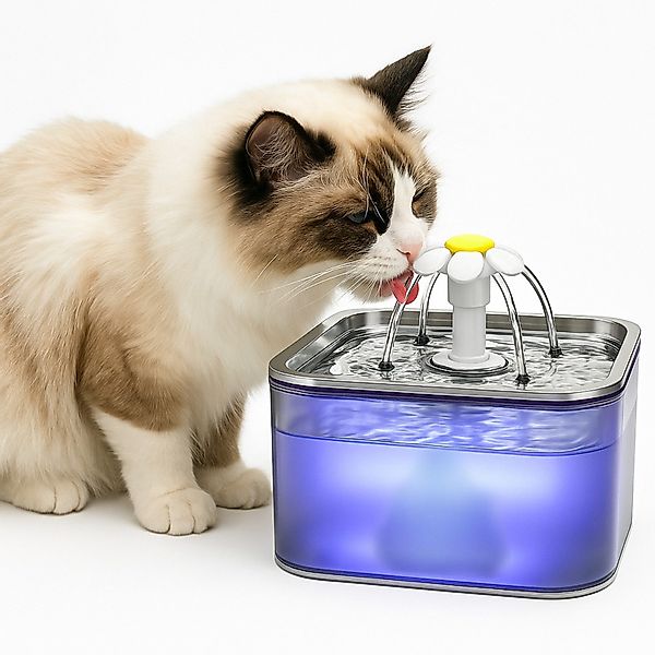 Refined Living Trinkbrunnen Katzenbrunnen Edelstahl 3L günstig online kaufen