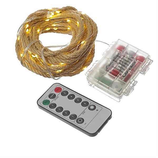 Marelida LED Lichterkette Seil Deko Jute Tau Kordel 10m Timer 8 Funktionen günstig online kaufen