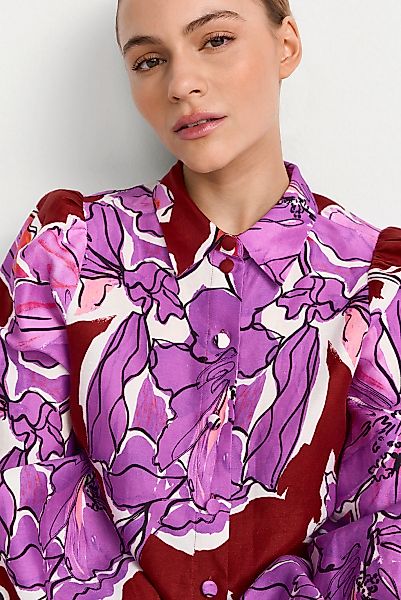 RICHROYAL Langarmbluse aus Leinen-Mix, Allover Blumenprint günstig online kaufen