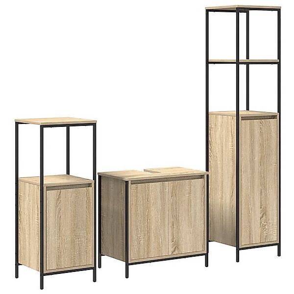 vidaXL Badezimmerspiegelschrank 3-teilige Badezimmermöbel Set Sonoma Eiche günstig online kaufen