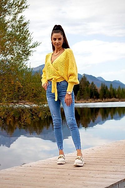 Lelü Fashion Wickelstrickjacke Strickjacke mit Bindeband günstig online kaufen