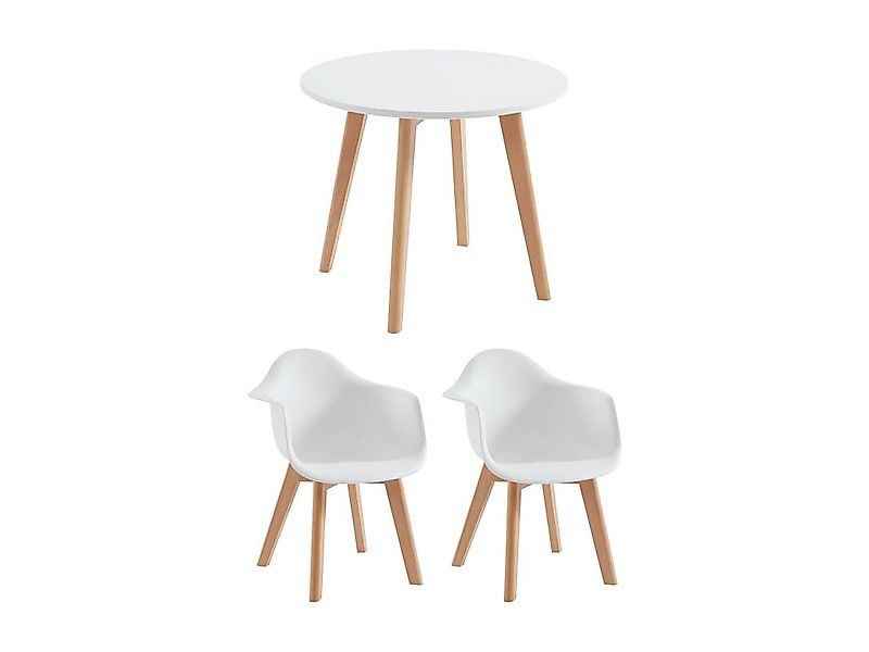 Set aus Kindertisch LOULOUNE + 2 Stühlen POUPINETTE - Weiß günstig online kaufen