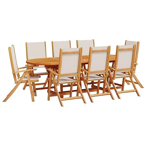 vidaXL 9-Tlg Garten-Essgruppe Massivholz Akazie und Textilene 3279291 günstig online kaufen