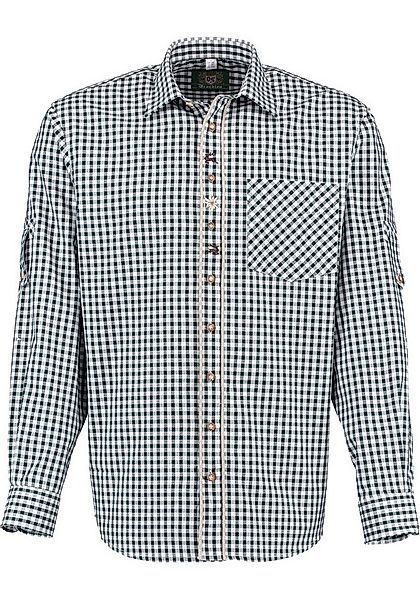 OS Trachten Trachtenhemd Latee Langarmhemd mit Edelweiß-Stickerei auf der K günstig online kaufen