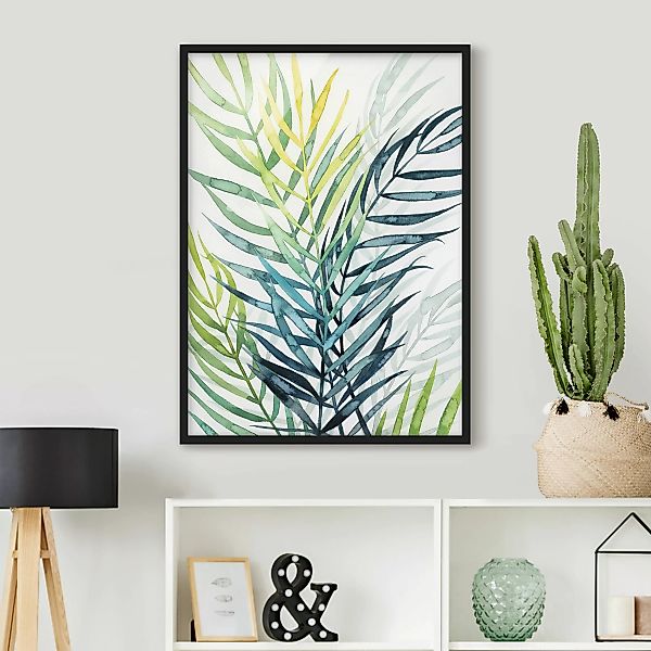 Bild mit Rahmen Kunstdruck - Hochformat Tropisches Blattwerk - Palme günstig online kaufen