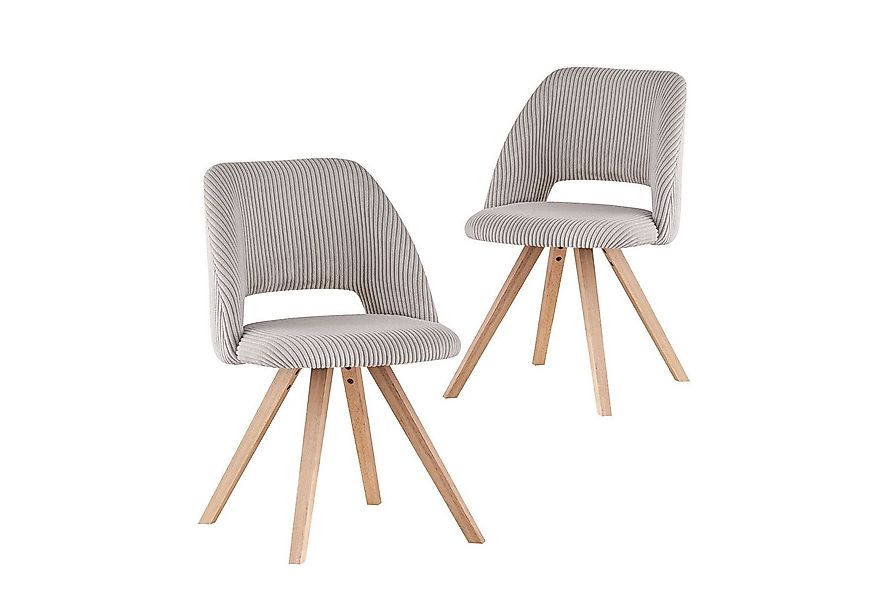 B&D home 4-Fußstuhl VICKY (2er Set, 2 St), gepolstert, Kordstoff, Holzbeine günstig online kaufen