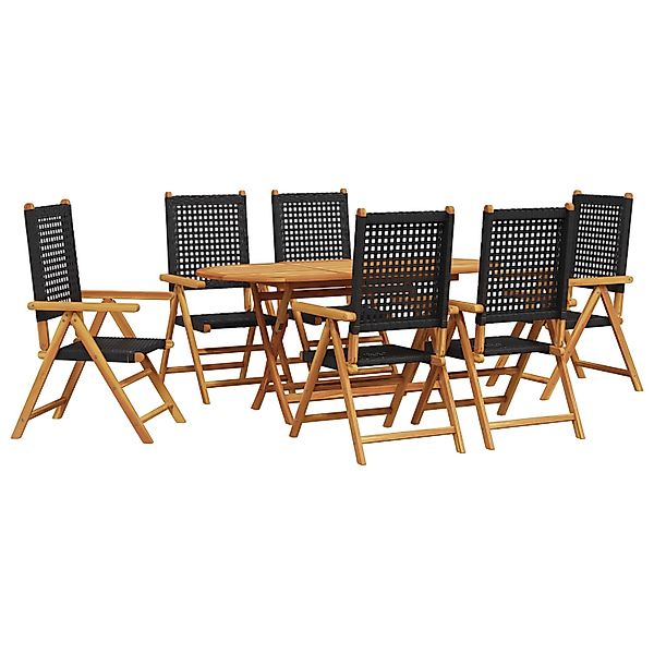 vidaXL 7-tlg Garten-Essgruppe Schwarz Massivholz Akazie & Poly Rattan 33757 günstig online kaufen
