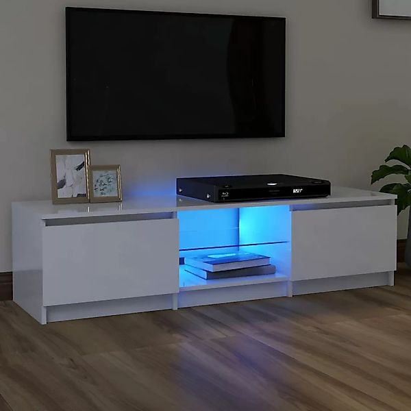 vidaXL TV-Schrank TV-Schrank mit LED-Leuchten Hochglanz-Weiß 140x40x35,5 cm günstig online kaufen