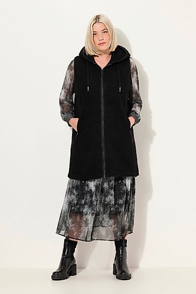 Ulla Popken Longweste Teddy-Longweste Kapuze 2-Wege-Zipper günstig online kaufen